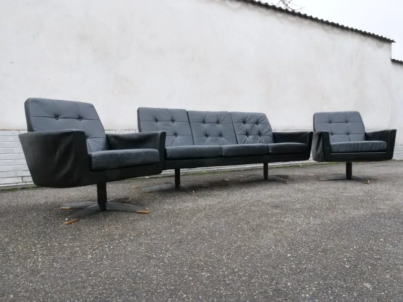 Outlet Pamono Mid-Century Leather Sofas and Armchairs from Krasemann, 1960s, Set of 3