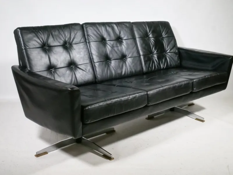 Outlet Pamono Mid-Century Leather Sofas and Armchairs from Krasemann, 1960s, Set of 3