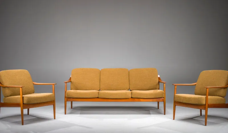 Pamono Mid-Century Lounge Chairs and 3-Seater Sofa by Walter Knoll Antimott, 1960s, Set of 3