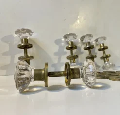Sale Pamono Mid-Century Lounge Door Knobs in Brass and Glass by Verrina Sweden, 1970s, Set of 5