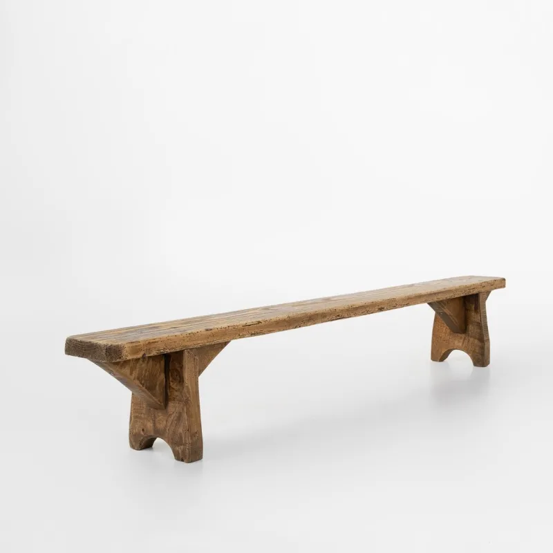 Pamono Mid-Century Low Wooden Bench, France, 1850s
