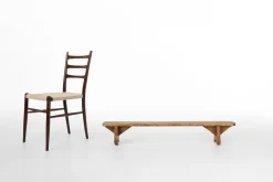 Pamono Mid-Century Low Wooden Bench, France, 1850s