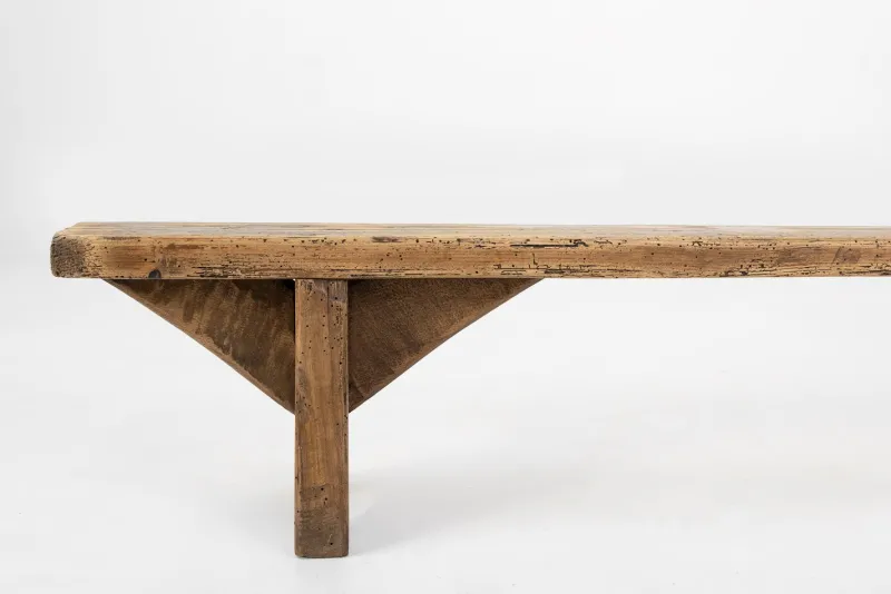Pamono Mid-Century Low Wooden Bench, France, 1850s