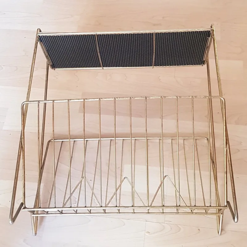 Pamono Mid-Century Magazine Stand in Brass with Lace Metal Storage> Magazine Racks