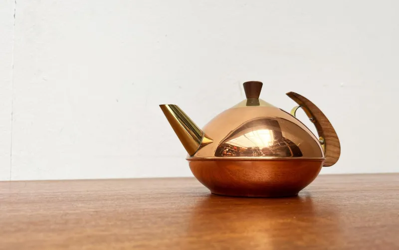 Pamono Mid-Century Metal and Teak Teapot, 1960s> Coffee & Tea Service
