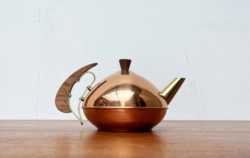 Pamono Mid-Century Metal and Teak Teapot, 1960s> Coffee & Tea Service