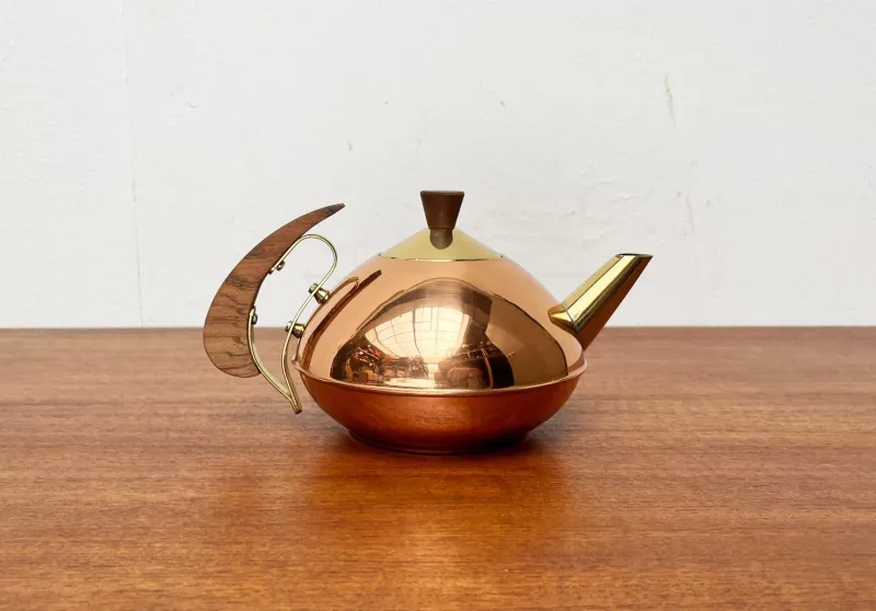 Pamono Mid-Century Metal and Teak Teapot, 1960s> Coffee & Tea Service