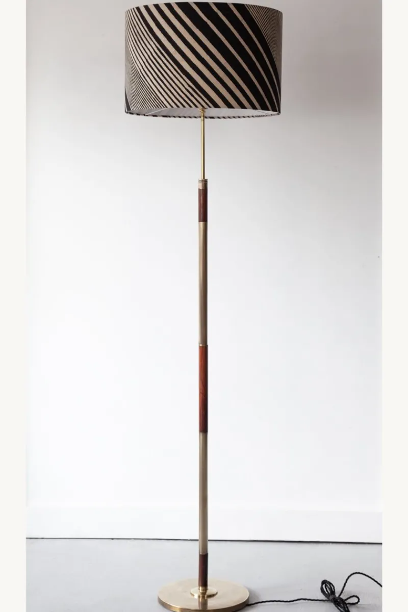 Online Pamono Mid-Century Minimalist Rosewood and Brass Floor Lamp, Denmark, 1960s