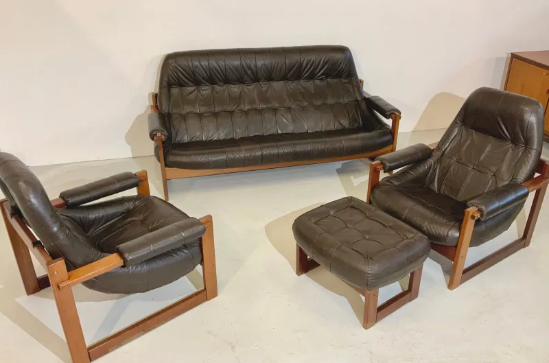 New Pamono Mid-Century Model MP-163 Earth Lounge Sofa Set by Percival Lafer, 1970s, Brazil, Set of 4