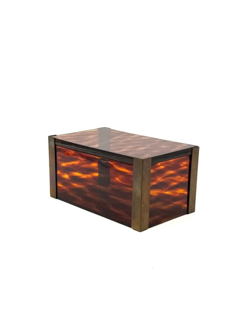 Pamono Mid-Century Modern Acrylic and Brass Jewelry Box, 1970s> Trunks Crates & Baskets