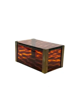 Pamono Mid-Century Modern Acrylic and Brass Jewelry Box, 1970s><noscript><img width=