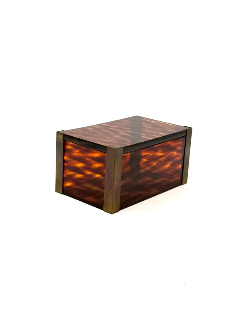 Pamono Mid-Century Modern Acrylic and Brass Jewelry Box, 1970s> Trunks Crates & Baskets