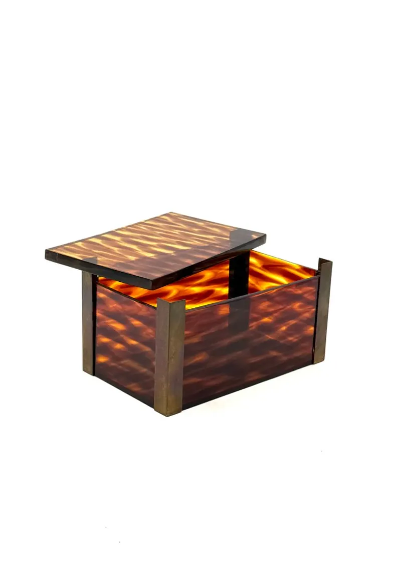 Pamono Mid-Century Modern Acrylic and Brass Jewelry Box, 1970s> Trunks Crates & Baskets