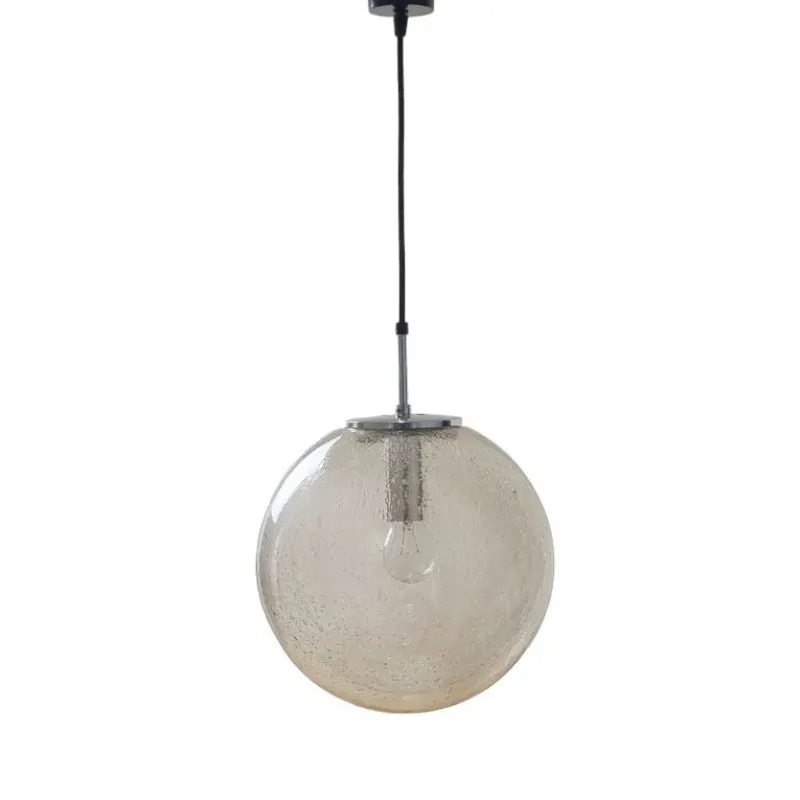 Pamono Mid-Century Modern Air-Bubbled Glass Globe Pendant Light from Limburg, 1970s> Ceiling Lights