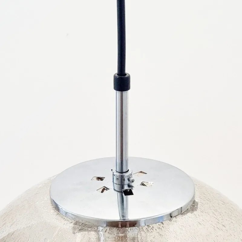 Pamono Mid-Century Modern Air-Bubbled Glass Globe Pendant Light from Limburg, 1970s> Ceiling Lights
