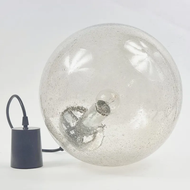Pamono Mid-Century Modern Air-Bubbled Glass Globe Pendant Light from Limburg, 1970s> Ceiling Lights