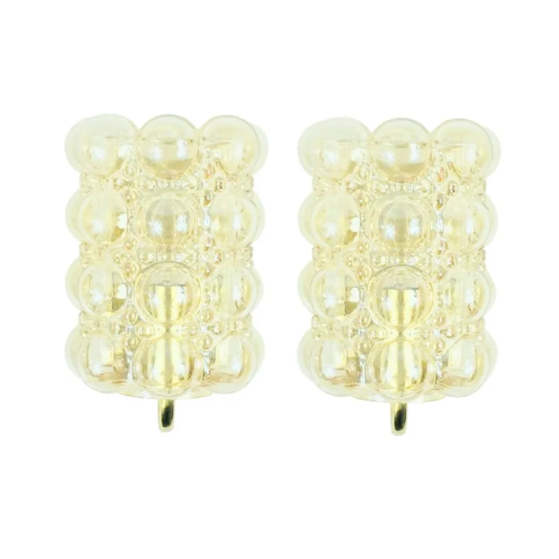 Pamono Mid-Century Modern Amber Bubble Glass Wall Lights by Helena Tynell for Limburg, 1960s, Set of 2> Wall Lights & Sconces