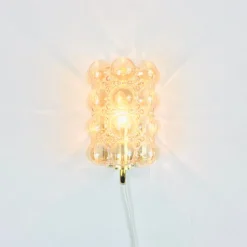 Pamono Mid-Century Modern Amber Bubble Glass Wall Lights by Helena Tynell for Limburg, 1960s, Set of 2><noscript><img width=