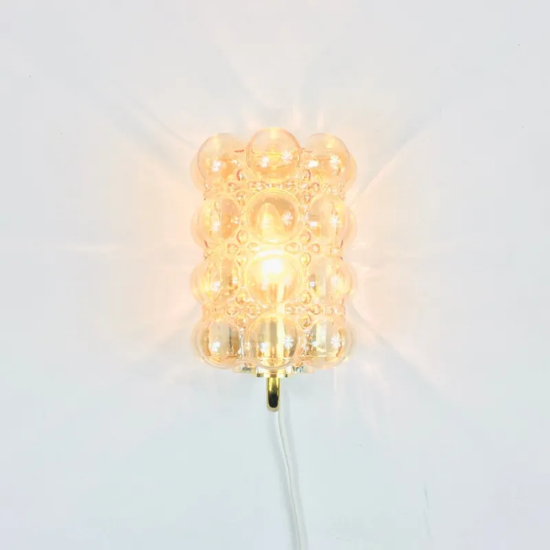 Pamono Mid-Century Modern Amber Bubble Glass Wall Lights by Helena Tynell for Limburg, 1960s, Set of 2> Wall Lights & Sconces