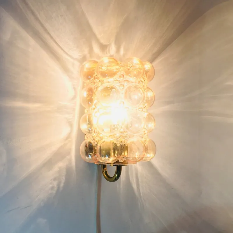 Pamono Mid-Century Modern Amber Bubble Glass Wall Lights by Helena Tynell for Limburg, 1960s, Set of 2> Wall Lights & Sconces