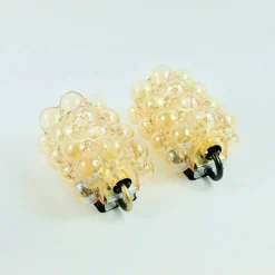 Pamono Mid-Century Modern Amber Bubble Glass Wall Lights by Helena Tynell for Limburg, 1960s, Set of 2><noscript><img width=