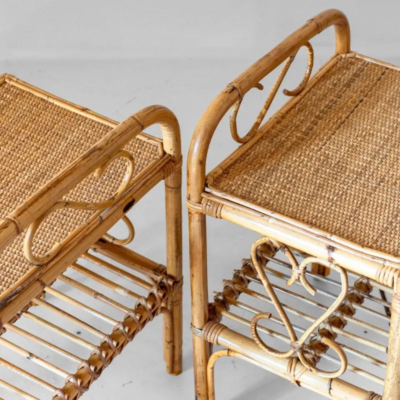 Best Pamono Mid-Century Modern Bamboo Side Tables, Italy, 1960s, Set of 2