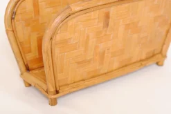 Pamono Mid-Century Modern Bamboo and Rattan and Oak Magazine Rack, 1950s><noscript><img width=