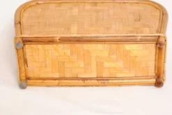 Pamono Mid-Century Modern Bamboo and Rattan and Oak Magazine Rack, 1950s><noscript><img width=