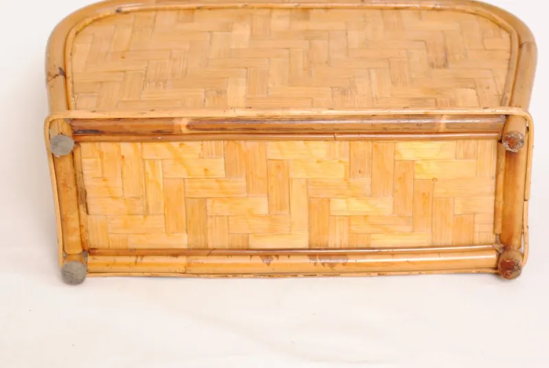 Pamono Mid-Century Modern Bamboo and Rattan and Oak Magazine Rack, 1950s> Magazine Racks