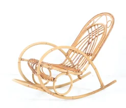 Pamono Mid-Century Modern Bamboo and Rattan Children's Rocking Chair, 1970s> Children's Chairs