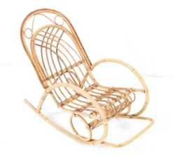 Pamono Mid-Century Modern Bamboo and Rattan Children's Rocking Chair, 1970s><noscript><img width=