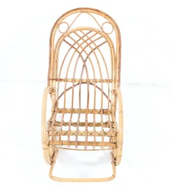 Pamono Mid-Century Modern Bamboo and Rattan Children's Rocking Chair, 1970s><noscript><img width=