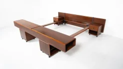 Pamono Mid-Century Modern Bed with Nightstands attributed to Fabio Lenci for Bernini, Italy, 1970s> Beds & Bedroom Sets