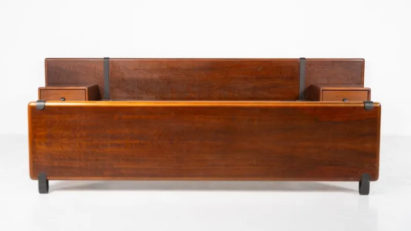 Pamono Mid-Century Modern Bed with Nightstands attributed to Fabio Lenci for Bernini, Italy, 1970s> Beds & Bedroom Sets