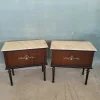 Pamono Midcentury Modern Bedside Tables with Marble Top, Set of 2> Nightstands