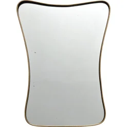 Clearance Pamono Mid-Century Modern Bevelled Mirror with Brass Frame by Gio Ponti, 1950s