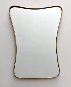 Clearance Pamono Mid-Century Modern Bevelled Mirror with Brass Frame by Gio Ponti, 1950s