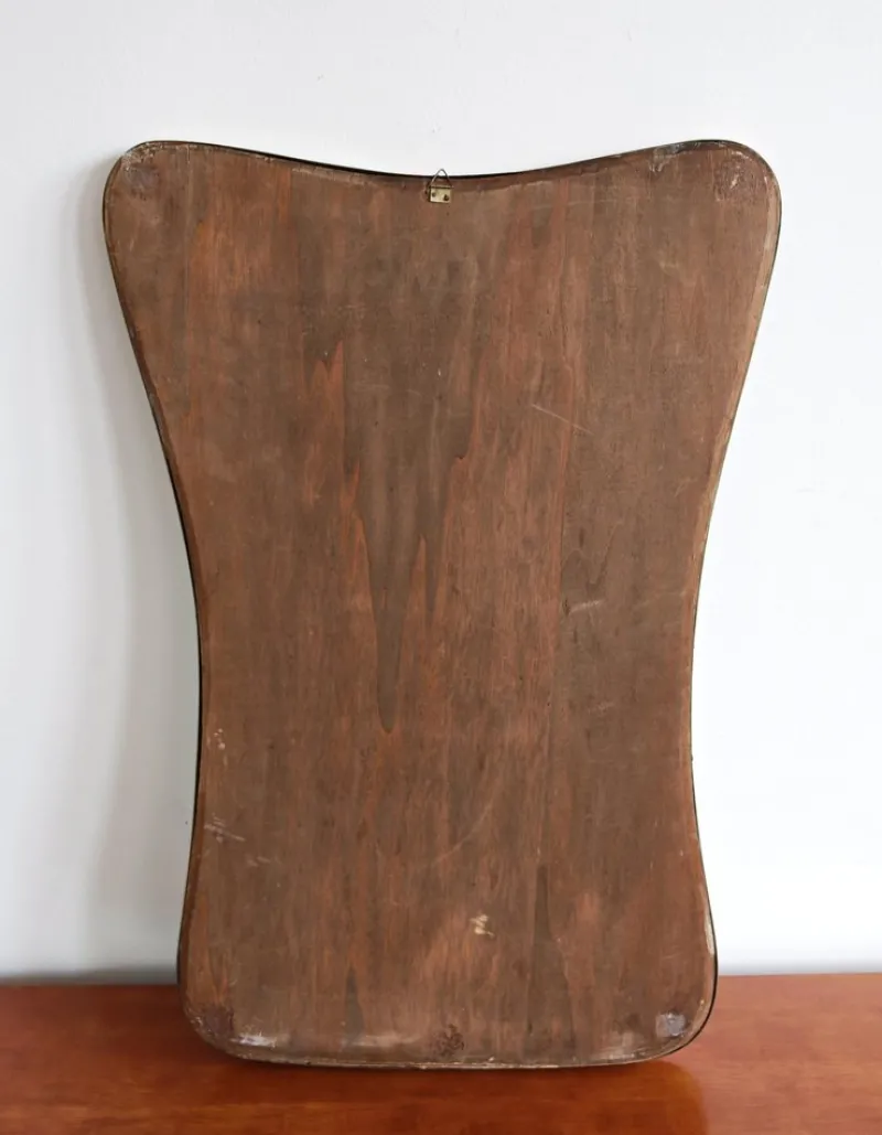 Clearance Pamono Mid-Century Modern Bevelled Mirror with Brass Frame by Gio Ponti, 1950s