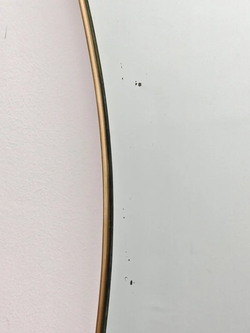 Clearance Pamono Mid-Century Modern Bevelled Mirror with Brass Frame by Gio Ponti, 1950s