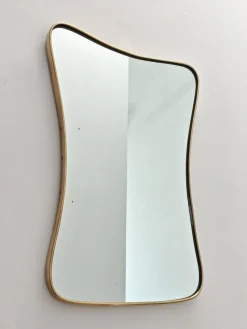 Clearance Pamono Mid-Century Modern Bevelled Mirror with Brass Frame by Gio Ponti, 1950s