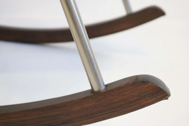 Pamono Mid-Century Modern Black Leather Rocking Chair by Takeshi Nii, 1960s> Rocking Chairs