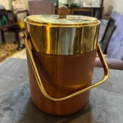 Outlet Pamono Mid-Century Modern Brass and Wood Ice Bucket by Aldo Tura for Macabo, 1950s