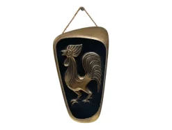 Best Pamono Mid-Century Modern Brass Rooster Wall Relief, West Germany, 1950s