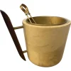 Best Pamono Mid-Century Modern Brass, Wood and Goatskin Ice Bucket by Aldo Tura for Macabo, 1950s