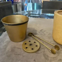 Best Pamono Mid-Century Modern Brass, Wood and Goatskin Ice Bucket by Aldo Tura for Macabo, 1950s