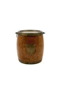 Clearance Pamono Mid-Century Modern Brown Oak Ice Bucket, 1960s