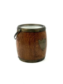 Clearance Pamono Mid-Century Modern Brown Oak Ice Bucket, 1960s
