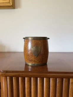 Clearance Pamono Mid-Century Modern Brown Oak Ice Bucket, 1960s