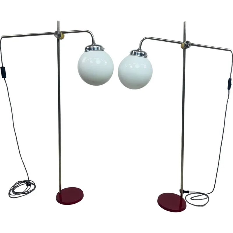 Pamono Mid-Century Modern Chrome Floor Lamps, 1950s, Set of 2> Floor Lamps