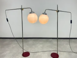 Pamono Mid-Century Modern Chrome Floor Lamps, 1950s, Set of 2><noscript><img width=